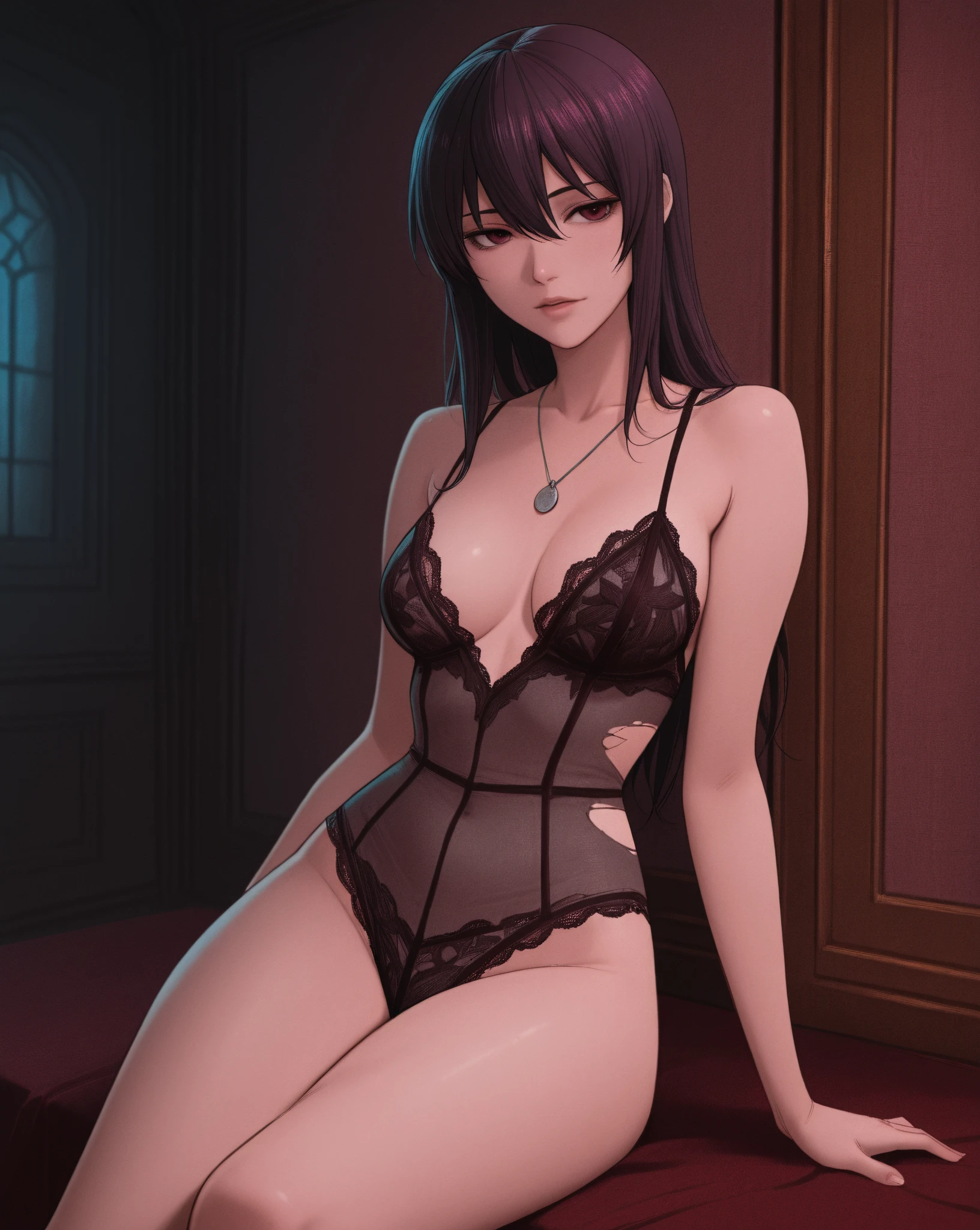 Sexy girl in black lingerie