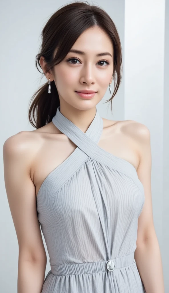 （（Cream hair color、砂浜でsmileで撮影:1.4））、Sleeveless、Outdoor shots、Cute clothes、Tie your hair、Cream hair color、Leather Belt、Her  are obvious even through her clothes..、Small earrings、Light brown hair color、Tie your hair:1.4））、Shiny Hair、Light beige hair color、Background Blur、Braid only the front hair、Light brown hair、｛｛Cowgirl Shot｝｝、（（Close-up shot from the waist up、:1.4））、、にっこりsmile、Silk clothing、服からでも分かる、Braid only the front hair、Cowboy  gorgeous white collared silk shirt and a brown skirt、Elegant attire、Luxury Bags、素敵なsmile、（（Revealing clothing））、Full body photo、ring、Short skirt、Tuck your hair behind one ear、Silver Necklace、smile、 Elegant ponytail、Caustics、Highly detailed photos、Very beautiful and ideal short hair、、Super no makeup、(8K、RAW Photos、Highest quality、masterpiece:1.2)、(Realistic、Realistic)、1 Girl、((ショートヘア、Looking into the camera:1.4))、Hair blowing in the wind
