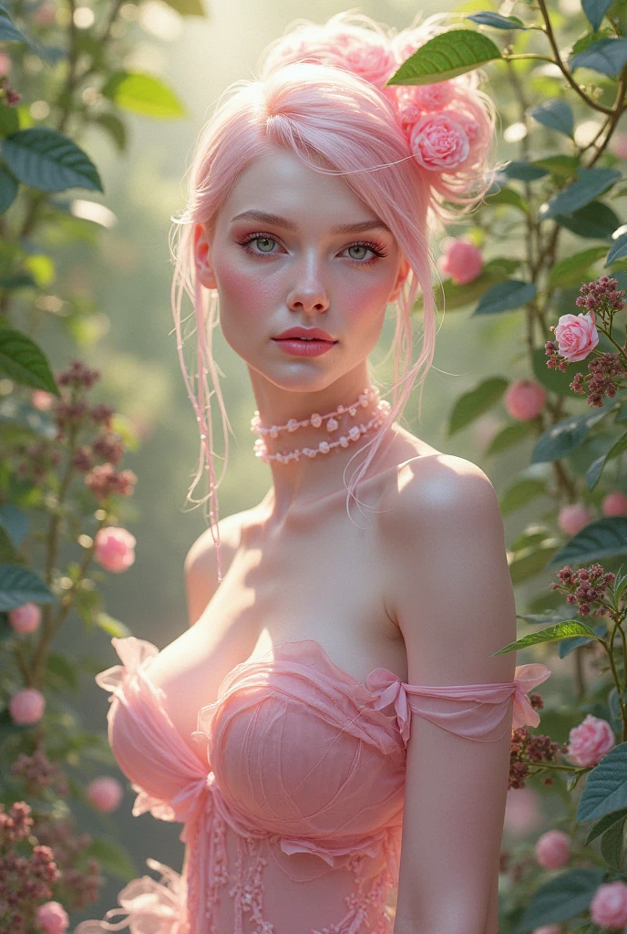 ultra realistic professional full body camera (((white Lace dress, pink hair standing in flowered garden with golden crown ))) (photo 1028k qhd) by (James C. Christensen:1.2|Jeremy Lipking:1.1), (Dittmann Anna:0.3), (jiner:0.3), (mise au point nette:1.3) lndswgnr,High detail, instagram top model,blonde hair, beautiful detailed baby blue eyes, k eyes,(eye (eye makeup: 1.2) sleeping Pose of the Instagram model, perfect button nose, attractive lip shape has an upper-to-lower lip ratio of 1:2, perfect ivory skin confiant, (((anatomycally perfect 25 old ladie hand,finger, nail))),fille en forme Fille maigre et sexy, breast:1.2, anatomie parfaite, Perfect symmetry:1.2, Realstic position, realistic and gorgeous face:1.2, perfect face, highly detailled, happy, confident, ighting cinematic, Lighting scene, soft lights, instagram standing pose (((baby blue eyes,, Fille maigre et sexy, breast:1.2 perfect charming face, attractive lip and nose, (masterpiece, best quality:1.6), white lace dress, cowboy shot, thighs, beautiful girl, (flowers, many small white petals:1.3), garden, blue sky, looking at viewer, small waist, official art, raw photo, incredibly absurdres, facelight, dynamic lighting, cinematic lighting, ultra realistic, highres, photography, sharp focus, highest detailed, extreme detailed, ultra detailed, finely detail, extremely detailed eyes and face