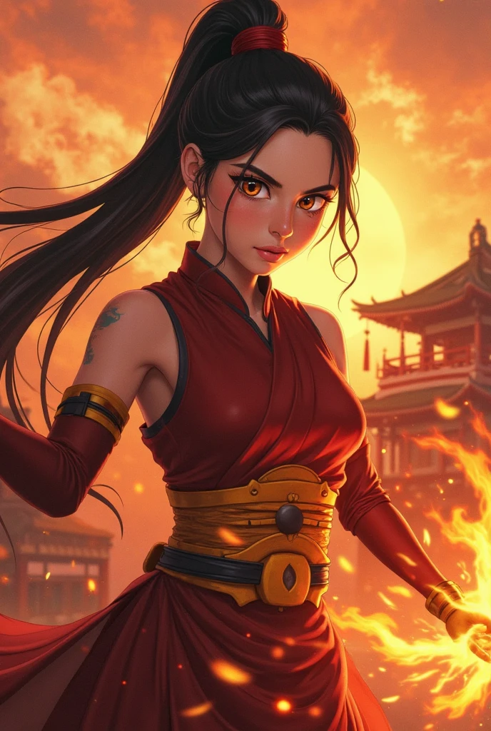 (best quality, masterpiece), 1girl, holding polearm, samurai, looking at viewer, high ponytail, <lora:sciamano240:0.8> sciamano240 <lora:backlight_slider_v10:-1.5>, fog, fiery background, smoke, night, KokoaAisu, furrowed brow, glowing eyes, yellow eyes, furrowed brow, serious, parted lips,
