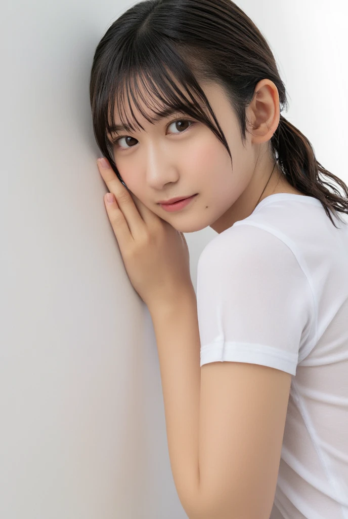 ((Highest quality, 8k, masterpiece: 1.3、Full Body Shot、Spread your legs、No pants、Very good、barefoot)), sharp: 1.2, Perfect Body Beauty: 1.4, Slim Abs: 1.2, ((Leaning forward: 1.2、Nipple erection:1.3)),  (Open shirts are see-through: 1.6), Close your face: 1.5, (((Highly detailed face and skin texture, Beautiful Eyes, double eyelid))), Side view of the camera