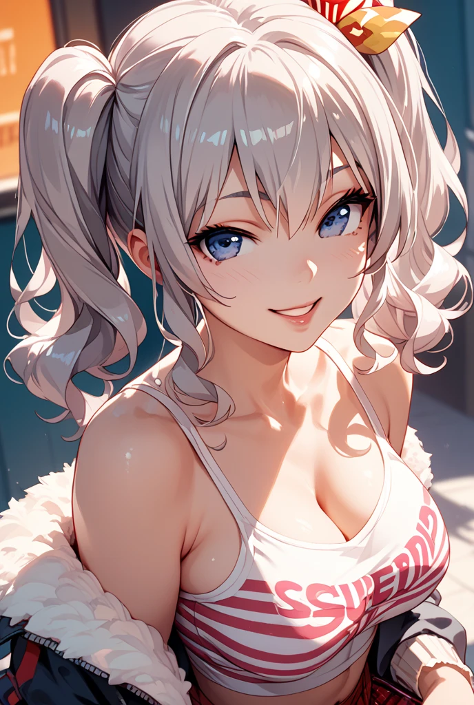 High resolution, highest quality, super high quality,3D Images、Kumiko、3D Images、beautiful flower々Garden in full bloom、Gray Hair、Wavy long hair、Very detailed CG Unity 8k wallpaper, [3D Images:1.15],Attractive eyes、[[Fine grain、blue eyes、Shining Eyes:1.15]], , Very detailed,Thin fingers、Front view、Cinema Lighting、super high quality,3D Images ,White Hair、Mouth closed、Absolute reference to the center、Cute no matter who looks at it、clavicle,Black sports bra,Exposed nipples,Exposed Pussy,Very long hair、Absolute reference to the center、whole body, alone,Cinema Lighting、smile、blush,Cowboy Shot、Leaning forward,Gray Hair, Cleavage, ((Very large breasts)),Big Ass,blue eyes,Big eyes,clavicle, Mature Body,Attractive body,(Trained abdominal muscles),Make your face a little smaller,Enlarge your breasts,expensive,blush,High Ponytail,
