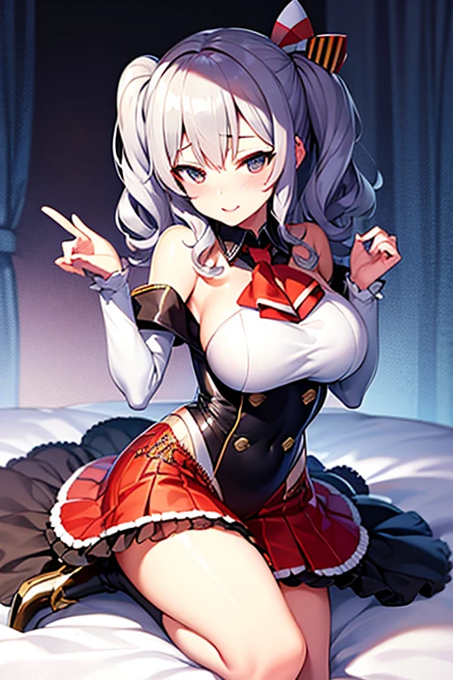 (Highest quality)、(One girl)、Hololive、Sandalwood、Silver Hair Short、Black Mesh、Red Eyes、Large Breasts、Shachi hoodie、exy、Spread your legs