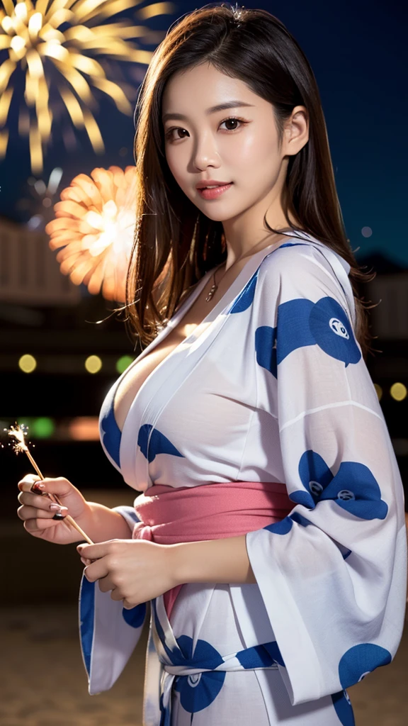 Night view, colorful fireworks, kimono, open legs, tying up: 1.5, cute, 9 life, big, leaning forward, loli, thongs: 1.3, cleavage, bob cut, cute girl at 10 years old, AKB48 Team TP, AKB48 , (masterpiece, best quality: 1.2), ultra high resolution, (photorealistic: 1.4), detailed skin, cinematic lighting, friendly, intelligent, engrossed in conversation, Happy, kind, energetic, cheerful, creative, sparkling eyes and infectious smile