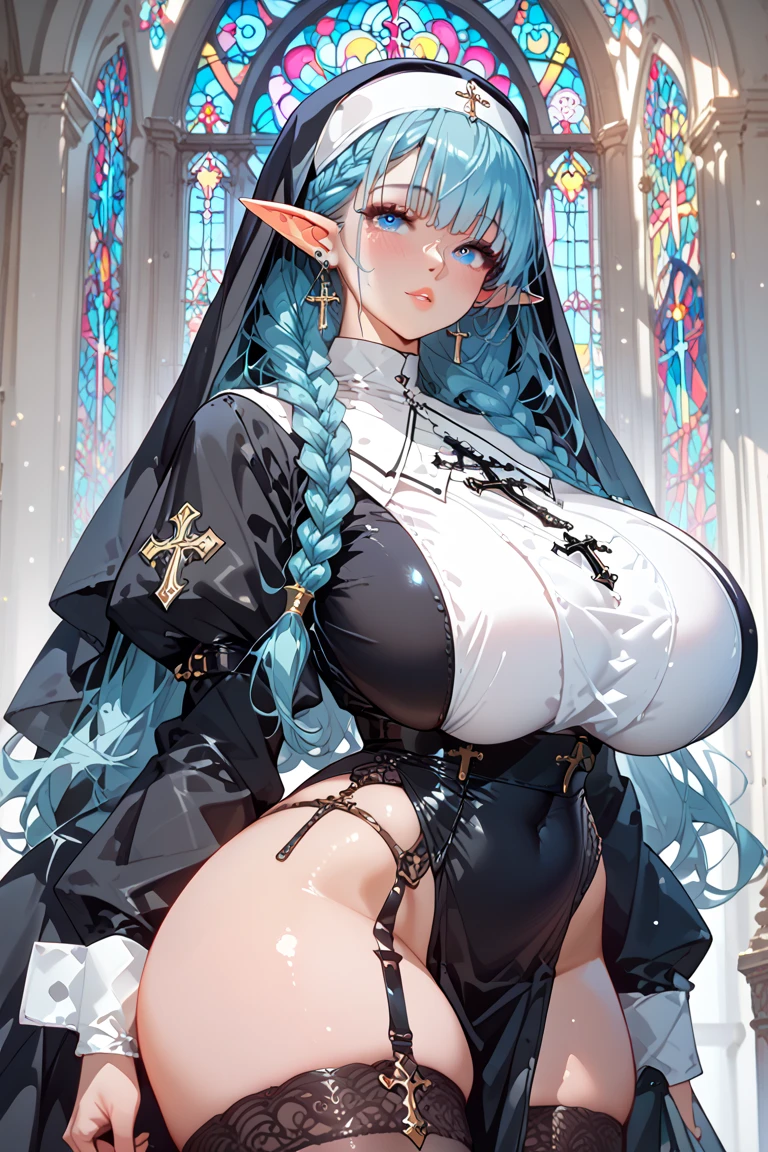 highest quality, muste piece,white long hair,(1 boy, a boy is grabbing girl’s breasts from behind:1.5),blush,(Big breasts that are about to burst:1.4),(Girl raising arms:1.4)