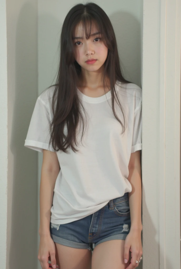 (masterpiece, Highest quality:1.2), One girl, alone,bony body、15 years old、Side lock hair