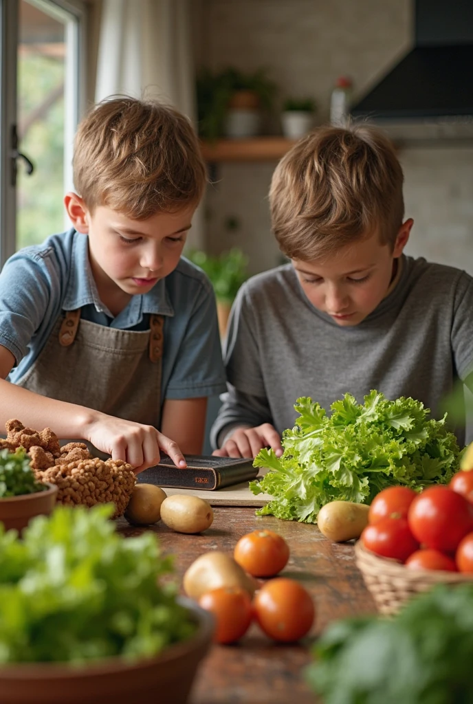 Children preparing an artichoke smoothie 