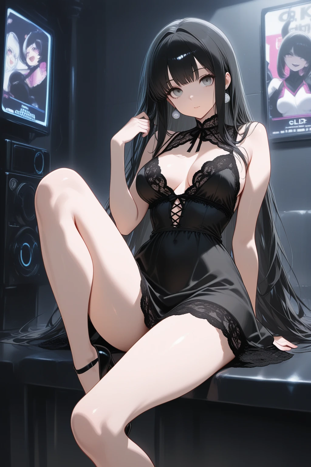 (Enrich the picture,Masterpiece level quality)Beautiful 8K CG artwork,Goddess-like posture,Sitting in the cabin of an airplane,Postural exercises,Slim and soft,Translucent skin,black color hair、The beauty of extra-long hair, Super Long Straight Hair,The skin is fair and juicy,Big breasts lingerie miniskirt uniform,Perspective Part 1.2x enhanced silhouette effect,Exquisite transparent blues pattern in pajamas,The details are intricate and exquisite,The background is slightly blurred,Charming and lustful leg seduction,Drool,K cup big breasts,Blush,Japan goddess,Perfect body slim curves,Cabin scene,Lace panties can be seen,spread their legs,Red left eye,The right eye is green,