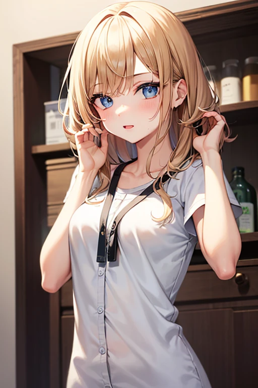 childish、Colossal tits、School swim wear、Golden hair、Classroom、a junior high school student