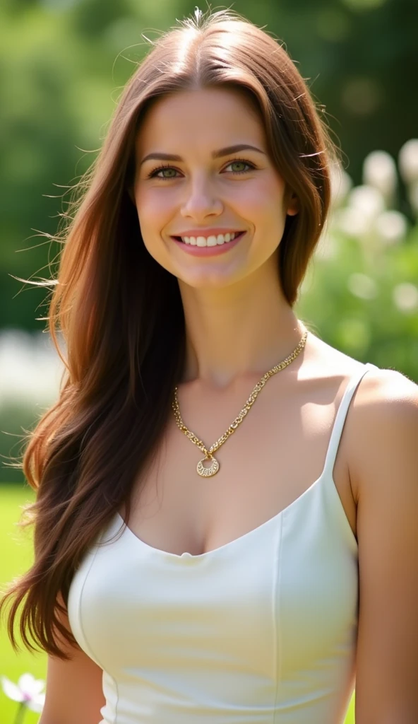 Belle brune portant un pull beige clair (fields in the background), Very detailed, 21 ans, model, whole sexy body, sexy model pose, siting , standing and demonstrating her beautiful body, hair, lipstic, smiling, happy eyes,Versace glossy sexy dress ,visage, innocent, natural silky white blond wavy hair, yeux bleus, High resolution, Masterpiece, Best quality, Intricate details, highly detailed, mise au point nette, detailed skin, realistic skin texture, texture, detailled eyes, professionnel, 4K, sourire charmant, filmed on Canon, 85 mm, faible profondeur de champ, Couleur Kodak Vision, perfect fit body, Extremely detailed, photographier_\(ultra\), photoreallistic, Realstic, Post-traitement, Maximum details, roughness, real life, ultra realist, photorealism, photographie, 8K UHD, photographie, large breasts