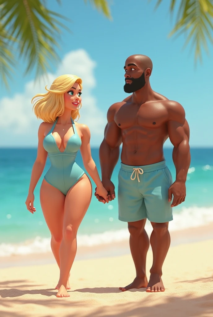 1male, 1female, from Persona 5, Persona style, White female and her black boyfriend, romance, milf, (((Ann Takamaki))), blonde hair, blue eyes, pigtails, side bangs, detailed face, Huge-breasts, ((Interracial)), Netorare, male domination, couple posing, ((African man touching her body)), cheating, blushing, sidelocks, hourglass figure, wide thighs, pubic hair, full lips, expressive eyes, smug, teasing smile, ????, at Africa beach, absurdres, 4k, amazing quality, masterpiece, best quality, extremely detailed, shadows, highly detailed, highres, very aesthetic, balanced lighting, masculine male, african tribal warrior, dark hair, ????? body, dark skinned male