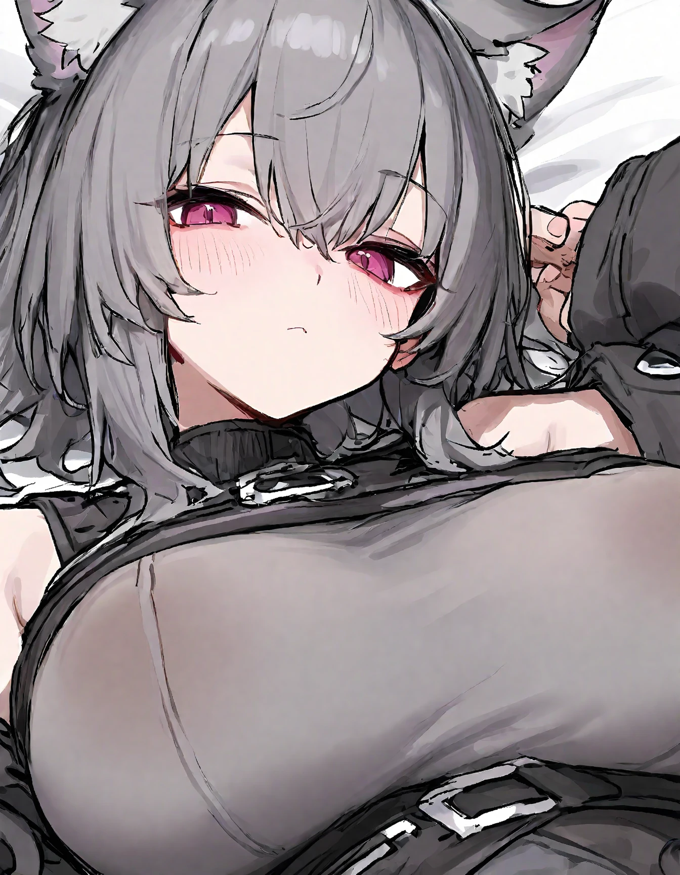 (masterpiece, best quality), nsfw,
1girl, lying, on back, (nipple tweek, pinch nipples:1.3), (pov hands:1.2), upper body, from above
BREAK 18 yo,
wavy silver hair, beautiful detailed cutest eyes,
eyeshadow, lips,
is shy, anime girl,
(black sweater:1.2),
grabbing another’s breast,
large breasts,
cleavage,
(torogao:1.3), blush, (tears:1.2), heavy breathing, steam, sweat,grin, rape face
tight-fitting,
BREAK background on bed