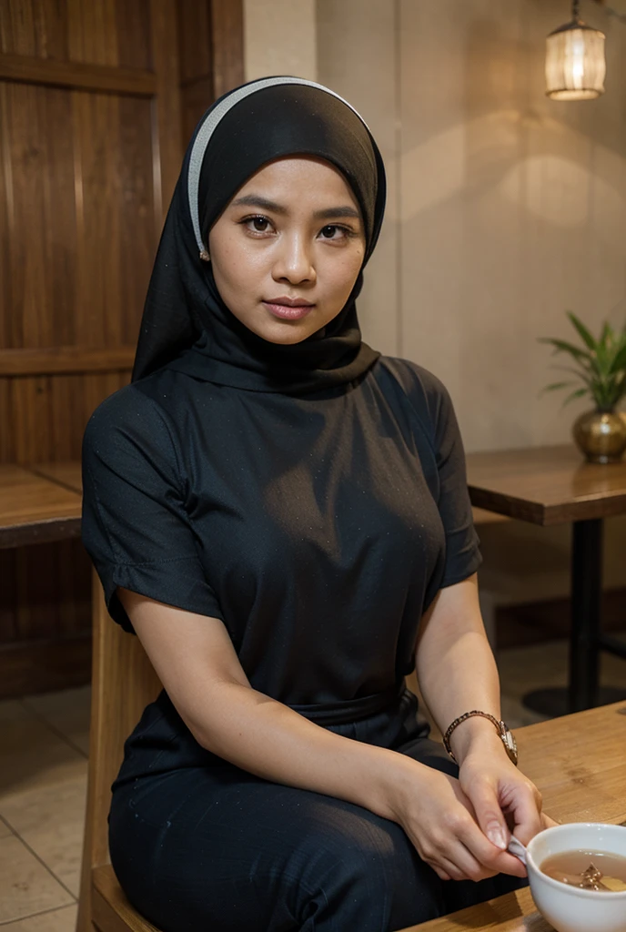 tzuyu, iu, yooa, space, Bellydancer, hijabi, sexy, cleavage, (close-up, editorial photograph of a 21 year old javanese hijabi), (highly detailed face:1.4) (smile:0.7) (background inside dark, moody, private study:1.3) POV, by lee jeffries, nikon d850, film stock photograph ,4 kodak portra 400 ,camera f1.6 lens ,rich colors ,hyper realistic ,lifelike texture, dramatic lighting ,High resolution, High resolution, Attention to detail, masterpiece, Rough skin, Anatomically correct, sharp, 
Bedroom Background 
((Japanese Mature, 50 years old)), alone, ((Facial wrinkles)), Shapely large breasts, light brown medium, Chubby body type, 
(((Accentuate your butt))) ,(((Elegant white blouse))), (((Black tight skirt))),Big Ass、Looking down、((A gentle smile))、A gaze that seduces viewers、((hotel bedroom background))、((Sit down on the bed))、
 cinestill 800,
