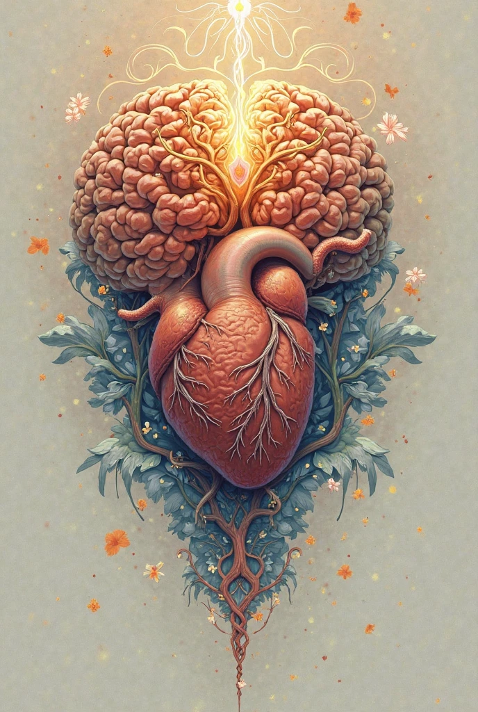 Draw a tattoo design featuring a human figure in a yoga pose, with an anatomical heart and brain floating alongside the body. A frase 'I'm doing everything I can' pode ser escrita em uma espiral ao redor da figura, symbolizing effort, balance and harmony, with subtle and elegant features." color art