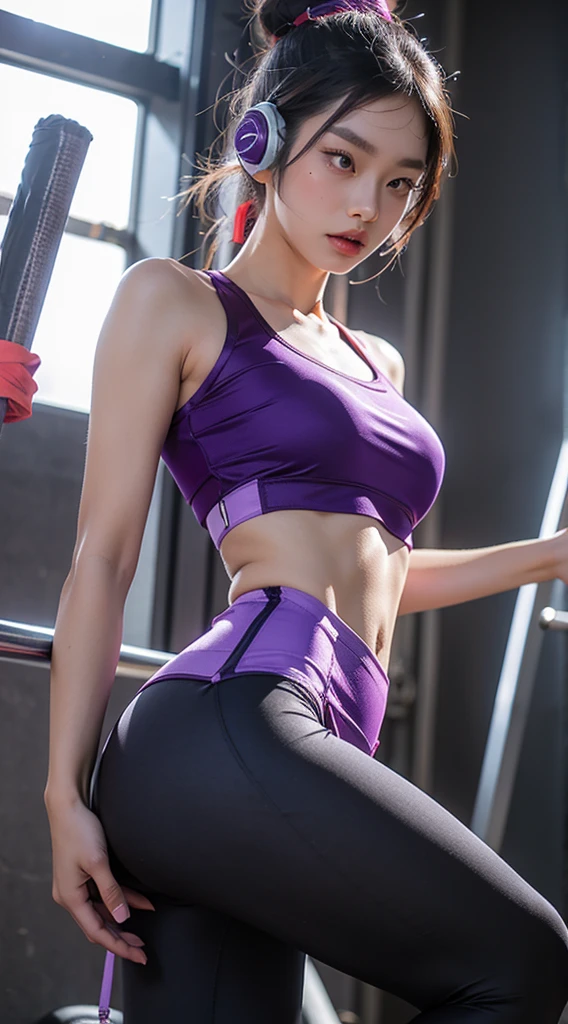 (One Woman),(Mature Woman:1.3),(((Brightly colored training clothes clinging to the body:1.5))),(Very form fitting leggings:1.5),(Tiny Sports Bra:1.5),(short hair:1.5),(front:1.5),(Beautiful Eyes:1.3),(Looking at me:1.5),(Serious:1.5),BREAK(Very detailedな顔:1.5),((Very detailedな手の描画:1.5)),((Muscular:1.5)),((Thick thighs:1.5)),(Well-built:1.5),(Beautiful body:1.5),(((Very sensual:1.5))),BREAK((Underarm:1.5)),((Kneeling pose:1.5)),(Background is a fitness gym:1.5),(((Blur the background:1.5))),(Gentle light:1.5),(Written boundary depth:1.5),BREAK(((masterpiece:1.5),(highest quality:1.5),(Very detailed:1.5),(High resolution:1.5),(Realistic:1.5),(Realistic:1.5),(Delicate drawing))),8k,(wallpaper:1.5)