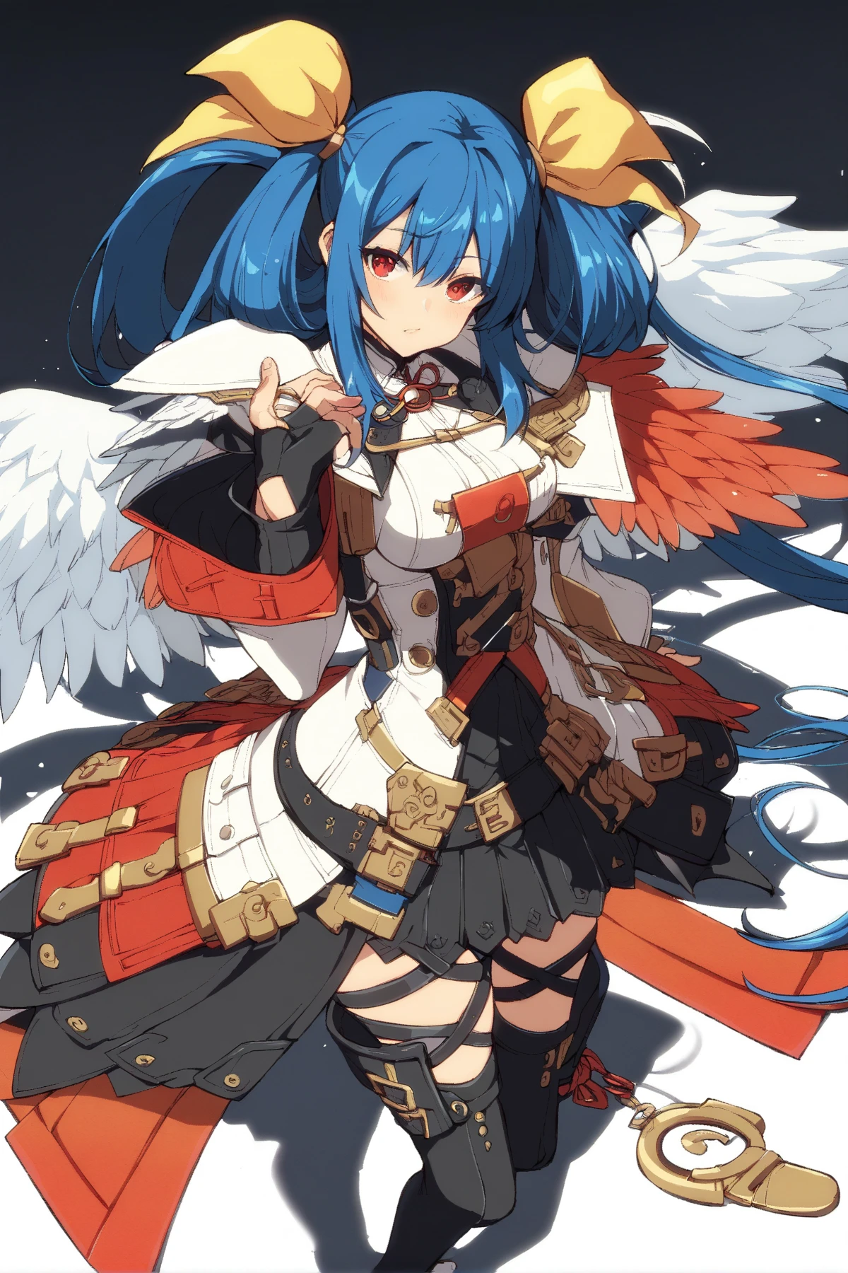 (Tabletop, Highest quality), (perfect athletic body: 1.2), (Thin Hair), Super Detailer, Anime Style, whole body, alone,Magical girl, Sea green twin hairstyles with blue eyes, Wearing a tattered black cloak and a black and red skirt, Wearing long boots, Burnt mechanical limbs, giant limbs, a burning hole in my chest, Standing in the Wilderness, 8K high resolution, White Background, whole body, Holding a giant magic wand in one hand, ((woman'Blue Water'Fist of))Bullish appearance