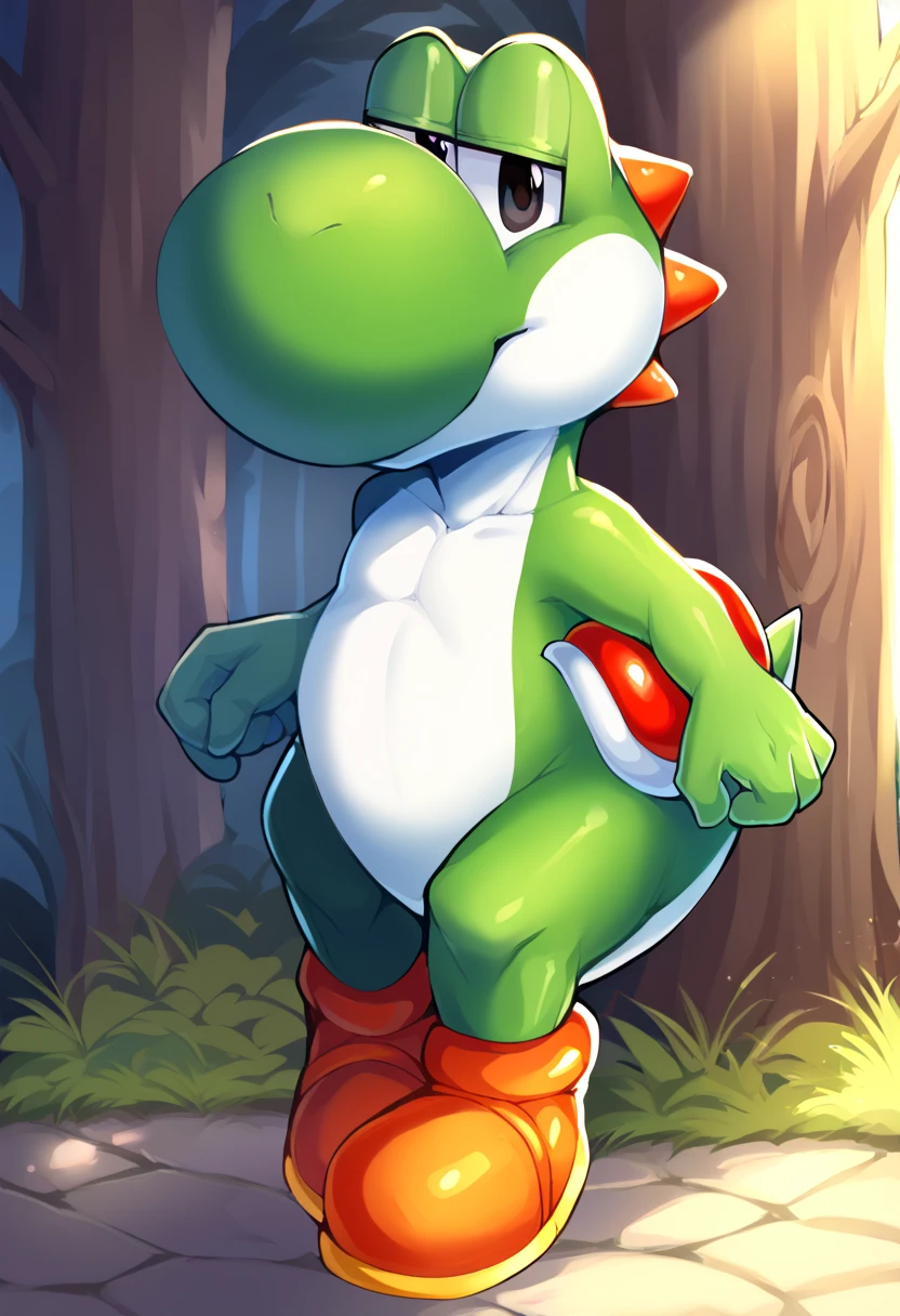 (feral male green Yoshi ), (male werewolf) score_9, score_8_up, dream prompt:score_9, beautiful, detailed cute face, blushing, shocked expression, reverse suspended congress, looking surprised, crying, forest, feet in view, foot shot, crying, cum, green feet, 3 toes, ((screaming)), foot focus, huge feet, vaginal, sex, saliva, hyper feet, impregnation, spreading legs, arms behind back, grabbing butt, high angle