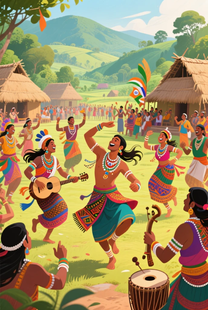 Ethnic minorities dancing together，many people