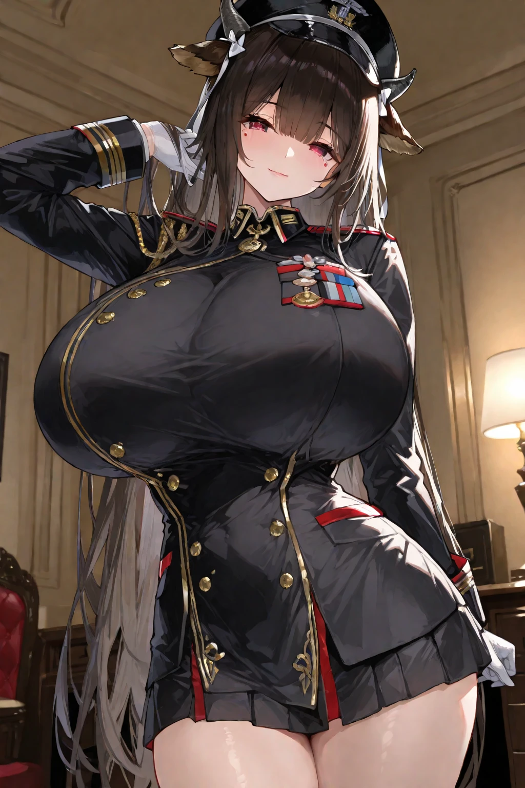 Anime character with a very large chest posing for a photo, Fine details. Girls Frontline, Azure Lane style, from Girls Frontline, From the Azur Lane video game, 《Azur route》Role in, Fluffy chest, Kushat Krenz Key Art Women, Girls Frontline cg, Girls Frontline style, Detailed digital anime art, Official artwork with high detail