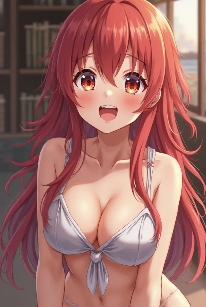 ANIME_DxD_Rias_Gremory_ownwaifu, 1girl, bangs, long hair, red hair, breasts, large breasts, rias gremory, blue eyes, hair between eyes, very long hair, collarbone, hair intakes, hair over breasts,
BREAK (frilled bikini,white bikini,front-tie top:1.2),
BREAK from above, large breasts, belt, blush, village, field, hands behind back
BREAK (masterpiece:1.2), best quality, high resolution, unity 8k wallpaper, (illustration:0.8), (beautiful detailed eyes:1.6), extremely detailed face, perfect lighting, extremely detailed CG, (perfect hands, perfect anatomy),