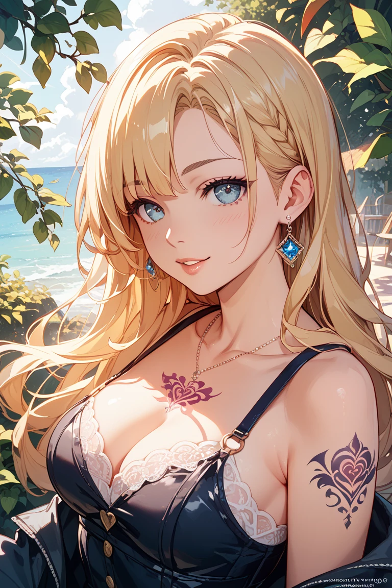 (Tabletop: 1.3), (Maximum resolution: 1.2),, (Beautiful Eyes and skin), (Detailed facial features), Hmph, Sharp focus: 1.2, Perfect Style, Beautiful Face, Perfect body、Highly detailed face and skin texture, Beautiful Eyes, Dark blue eyes, : 1.2, Natural Cheeks, Shiny skin, Fair skin: 1.2, Small shiny necklace and earrings, (Glossy Lips: 1.Very cute 2５old woman), (Captivating smile: 1.2), (length, Straight hair, bangs), (Light brown hair:1.2), Medium Chest,、Soft Breasts、plump nipples、(Full Body Shot)　Leaning forward to emphasize the chest pose、Shyness、Kamimei、flare skirt、Off-the-shoulder knit、Tight mini skirt、look back、Sitting on the beach