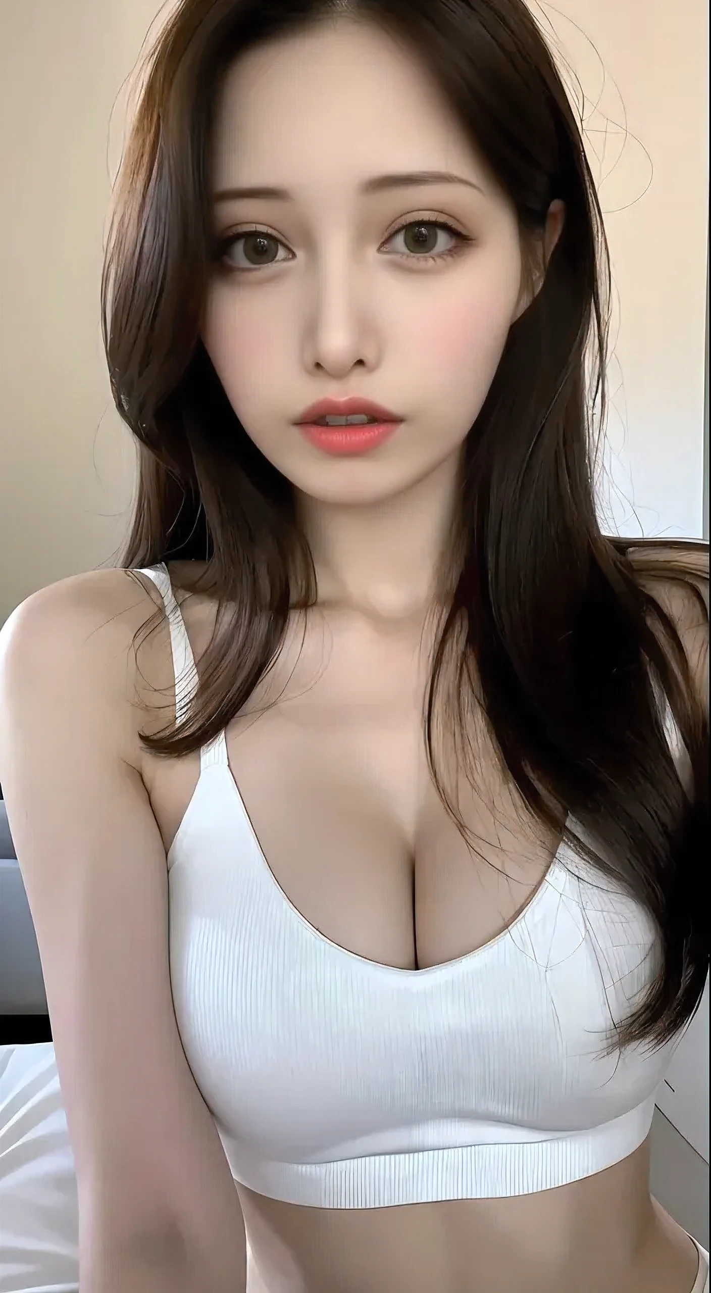 (Top Quality, 8k, Masterpiece: 1.3), ((Beautiful japanese high school student)), Female 1 Person, (Breasts, Attractive Body: 1.2), Abs: 1.1, Dark Brown Hair: 1.1, (Wet Body: 1.1), Ultra High Detail Face, Detailed Lips, (closed eyes),Raise your chin and look up,(bed room),(Putting out the bottom through the slightly open mouth),