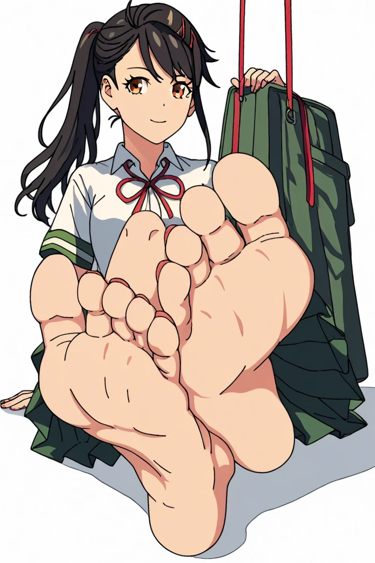 Detailed feet POV, Foot Art POV, Soft anime illustration, Big legs, Highly detailed anime, Center view from the foot, Digital anime illustration, Foot Art, High only, Digital anime art!!, Foot pose, sfw version, Digital Manga Art, only, Close-up of the sole of the foot, Sentai Heroine, Uchu Sentai Kyuranger, chameleon green, odor, Sweaty Feet, Hammy