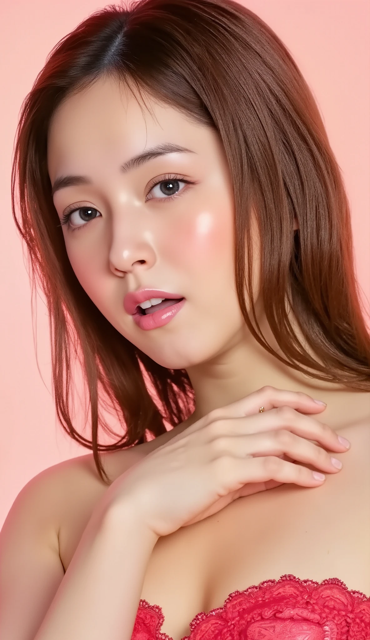 I'm wearing dark pink embroidered underwear、perfect hands, detail hand , Fine finger generation 、The whole body is bright red and flushing、 half-open mouth、eyes closed、I'm in agony、expression feeling climax.I'm cumming、The vibrator is moving violently and I'm holding back my crotch、 correct skeleton、human correct and perfect five-finger shape