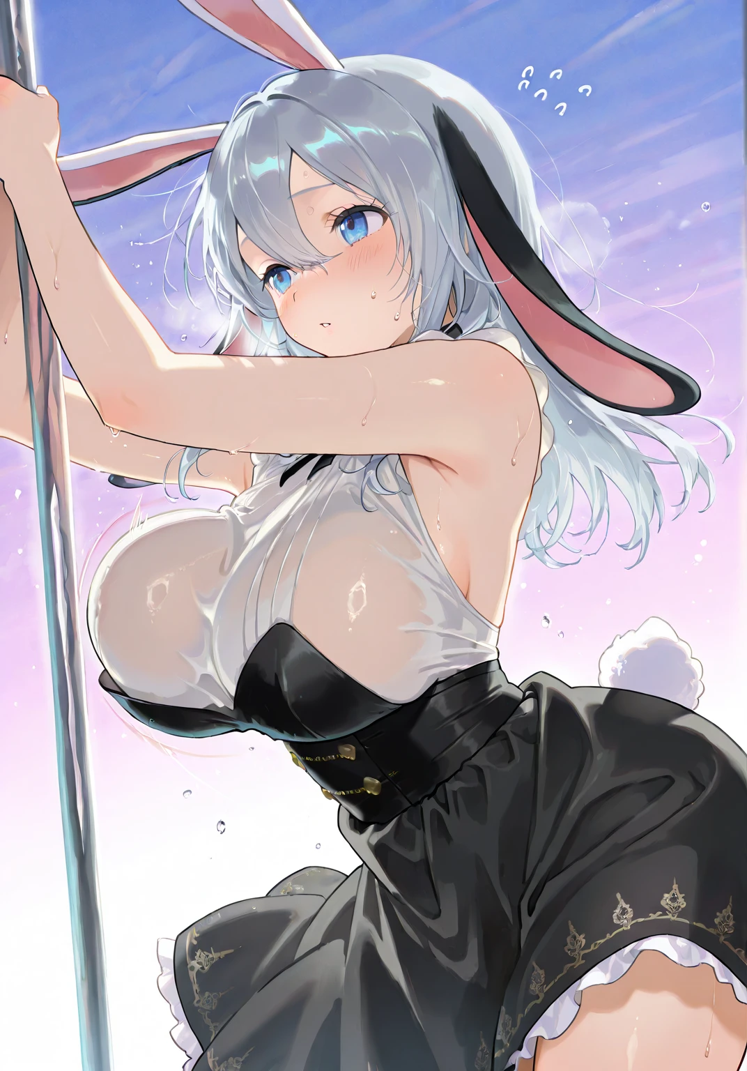shark girl, Very sexy, big breasts, white apron