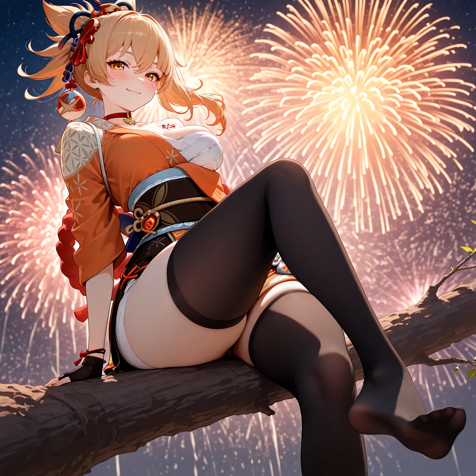 Yoimiya Perfect Yoimiya clothes Japanese-style room scene Blushing Shy face Sexy expression Erotic face Tongue Telling me to put your dick in my pussy Breasts Cleavage Pussy Thighs Armpits M-shaped legs Cowgirl Exposed Pussy Fireworks, Fireworks craftsman, Fireworks artist, Bare legs, Stylish girl, Lewd, Lewd, Showing her crotch through the hem of her clothes, She wears a bandage around her genitals instead of pants.
