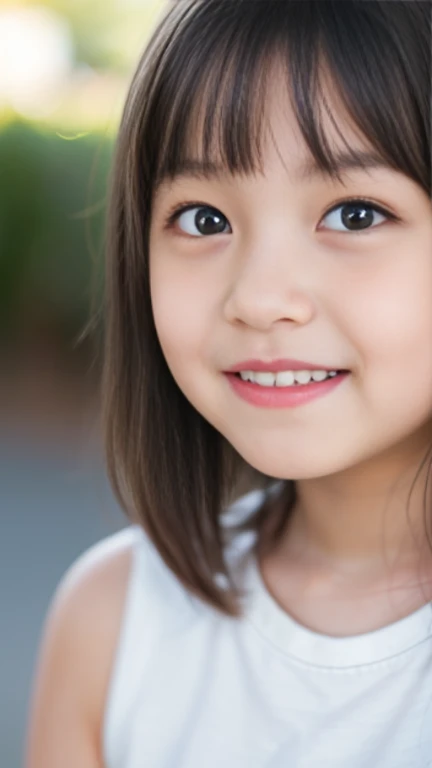 Estilo moderno, fundo branco, children photo ID, bonito, menina sorridente, olhos escuros, cabelo curto, gravata borboleta, claro, ICE FROST.