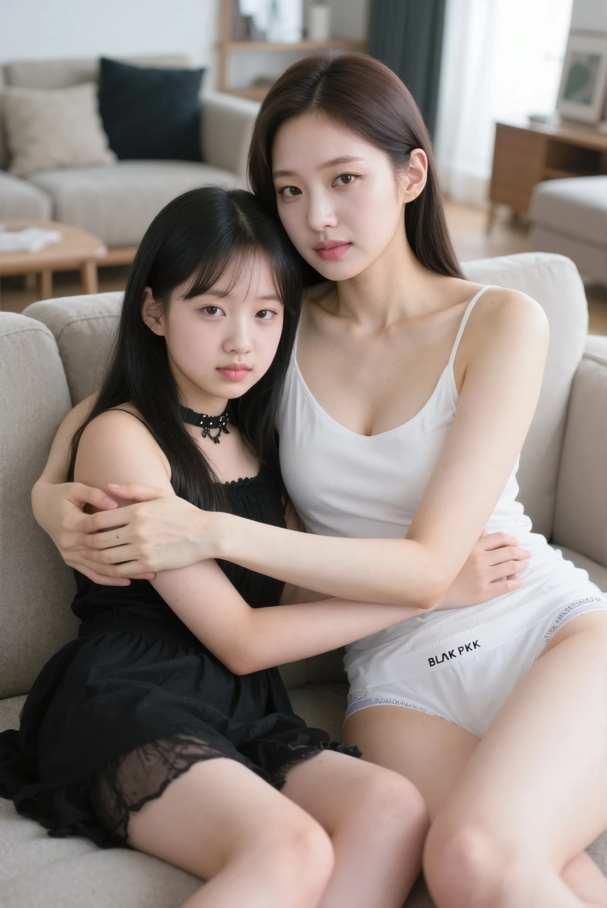 Korean girl with revealing clear transparent braaaa with one small boy