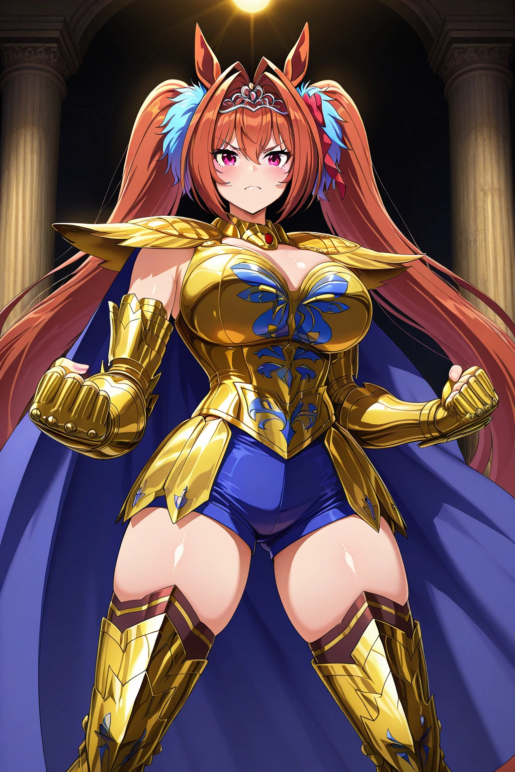(masterpiece, best quality, high resolution, ((full body, standing,))((huge breasts)) the fantasy zodiac sign sagittarius, Magic Knight Rayearth style very powerful, full body