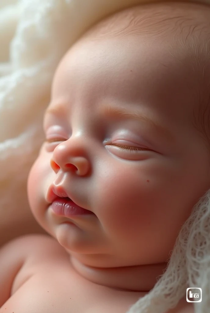Ultra-realistic photo taken by an experienced photographer with a macro lens, focusing on the delicate features of a 2-month-old French baby girl wrapped in a pastel pink blanket. The image, intended for a family album, captures the soft texture of the blanket and the baby’s serene expression in incredible detail. The shallow depth of field creates a gentle blur around her, making her peaceful face the clear focus of the photograph. Ensure any visible hands have exactly five fingers. Negative Prompt: out of frame, lowres, text, error, cropped, worst quality, low quality, jpeg artifacts, ugly, duplicate, morbid, mutilated, extra fingers, mutated hands, poorly drawn hands, poorly drawn face, mutation, deformed, blurry, dehydrated, bad anatomy, bad proportions, extra limbs, cloned face, disfigured, gross proportions, malformed limbs, missing arms, missing legs, extra arms, extra legs, fused fingers, too many fingers, long neck, username, watermark, signature.
