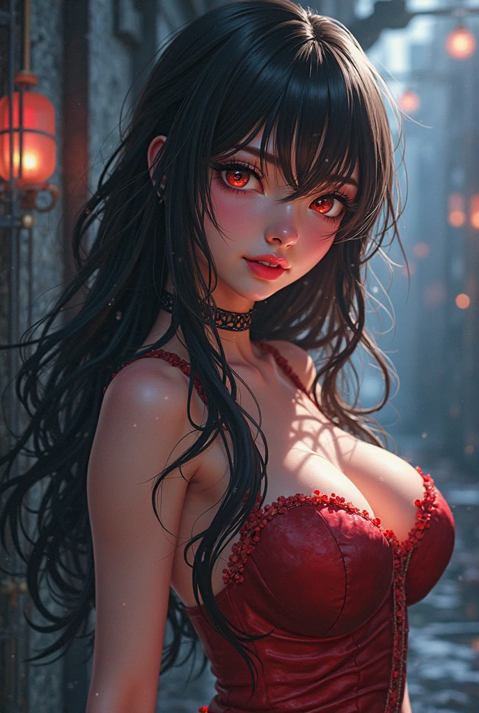 (photorealisitic:1.4),best qualityer,realisitic, work of art, extremely delicate and beautiful, CG,extremely detaild ,high resolution, extremely detaild, 1 girl, Tifa_lockhart,beautiful detailed girl,whole body, realisitic,Japanese clothing, beautiful detailed red eyes, light on the face, cinematic lighting,,