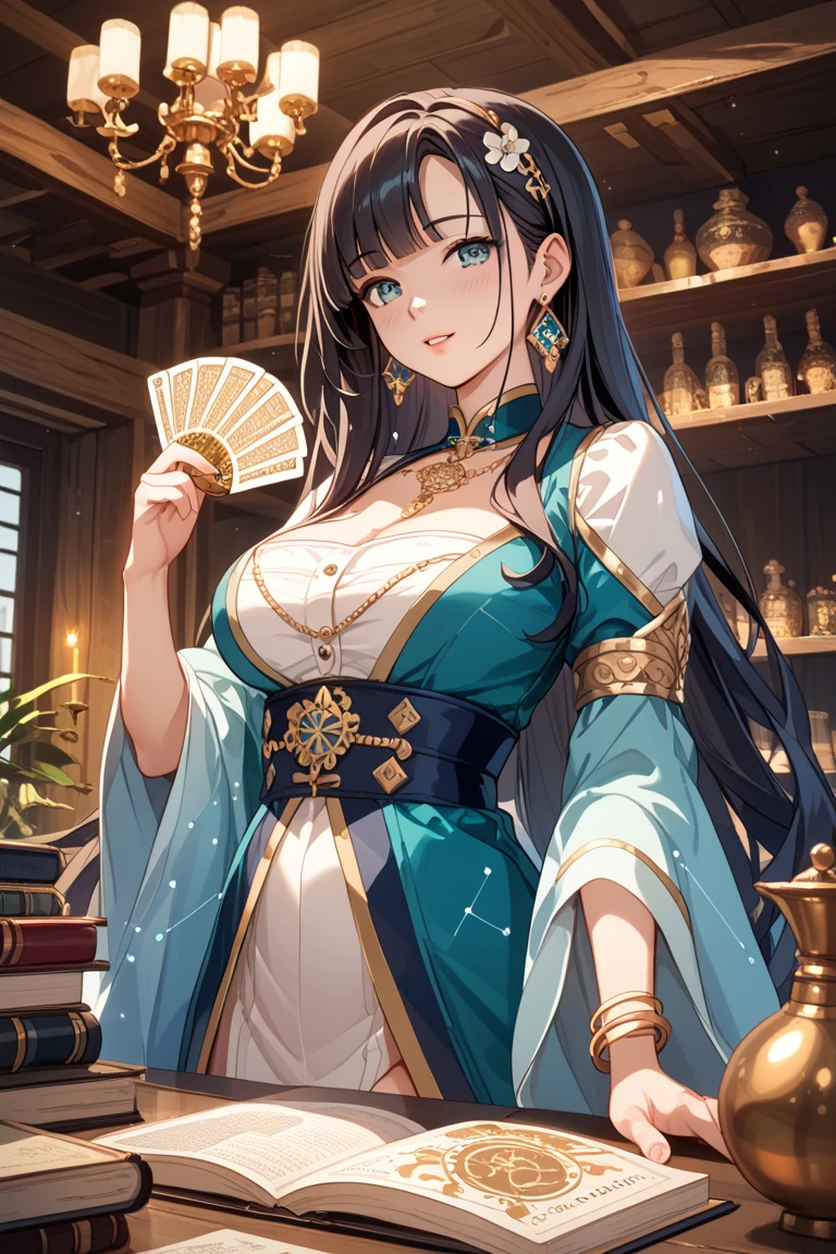 {{​masterpiece}}, top-quality, Delicate background,Ultra-detailed CG Unity,8k wallpaper, lensflare, Detailed beautiful eyes,a 20 yo woman,dame,Longhaire,waved hair,curly hair,a serene smile,Black-red hair,Red eyes,Crochet Hut,Gear Costume,Brass surrounding the gemstone,Glittering Gemstones,Victorian,brass,Rust,steampunc,((Green Kimono)),Big,gear wheel,(Perfect Anatomy),Steampunk background,Magic shop,Large clock tower,Decadent,Brass Pipe,Gear wheel,A city with steam,perfect hand.