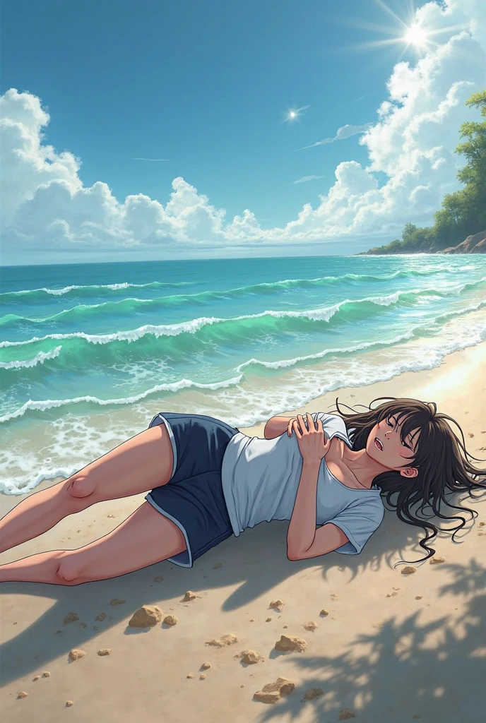(masterpiece, Highest quality:1.2), 1 Girl, alone,Eyes open,Sleeping,Tropical atmosphere,Ocean