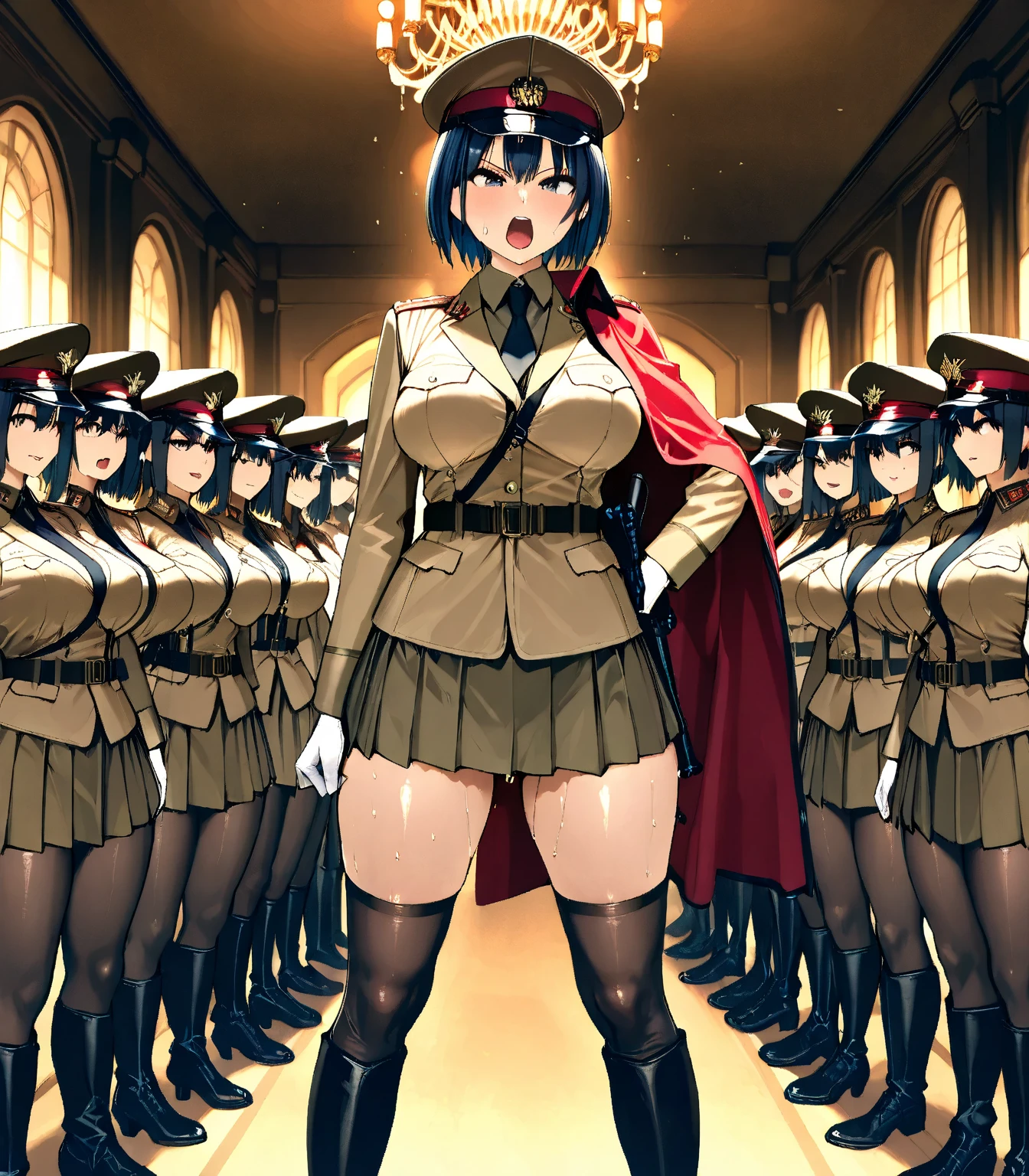 One Woman、Many people々、Beauty、soldier、military base、女性soldier、crowd、Black military uniform、beret、Short tight skirt、soldier、30 years old、Sex、Penis moves at high speed、Looking down at the viewer, Long Hair、Man being tortured、bangs, Highest quality, Focus on the thighs, Angry face、rage、panties、Plump thighs、Big 、Big Ass、 good、Black Hair,My thighs are steaming between my legs 、Sweaty pantyhose、パンストの下のpanties、bra、Black Pantyhose、Angle from directly below、Hold the whip、Throb、crowdを誘惑する、Acme、Cramp、Obscene sound effects、Naughty sound effects、Normal position、Vagina Penis、Ultra-high-speed hip piston、Acme、Orgy、sexual behavior、Handjob、Blowjob、Oral sex、Cowgirl、複数Sexプレイ、Squatting with legs apart