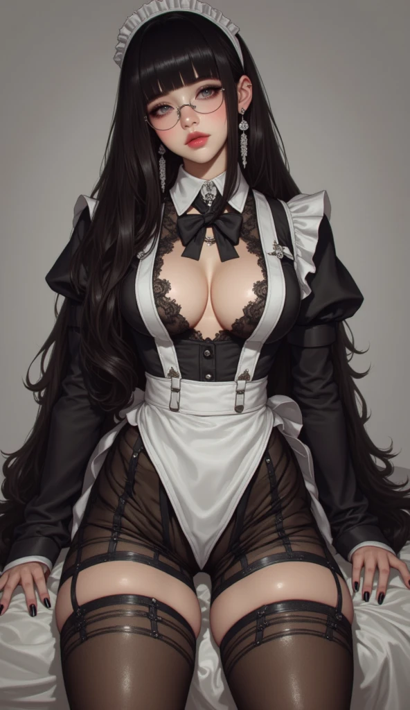 Punkish clothes,((Lady Vampire)),Beautiful cold face,((Emotionless face:1)),Beautiful Detail Shirt,Long pants,,(((Punkish hairstyle))),The girl was expressionless,beautiful detailed cold face,(Dark skin:0.6),, (huge-breasted:1), Big ass, ((drooping chest:1)), (Dynamic Pose),Body Stocking、Full body fishnet stockingaid,((classic maid costume:1.5)),long skirt,long tights,long sleeve,Maid uniform,maid cosplay,((bodysuit)),