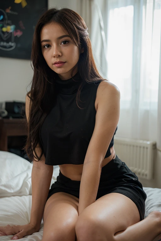  beautiful 20 years old girl, (((chinese))), (bent over), , (((supermodel face))), no makeup, living room, (black t-shirt), , ((thin pointy nose, thin face)), cum on cloth, cum on t-shirt