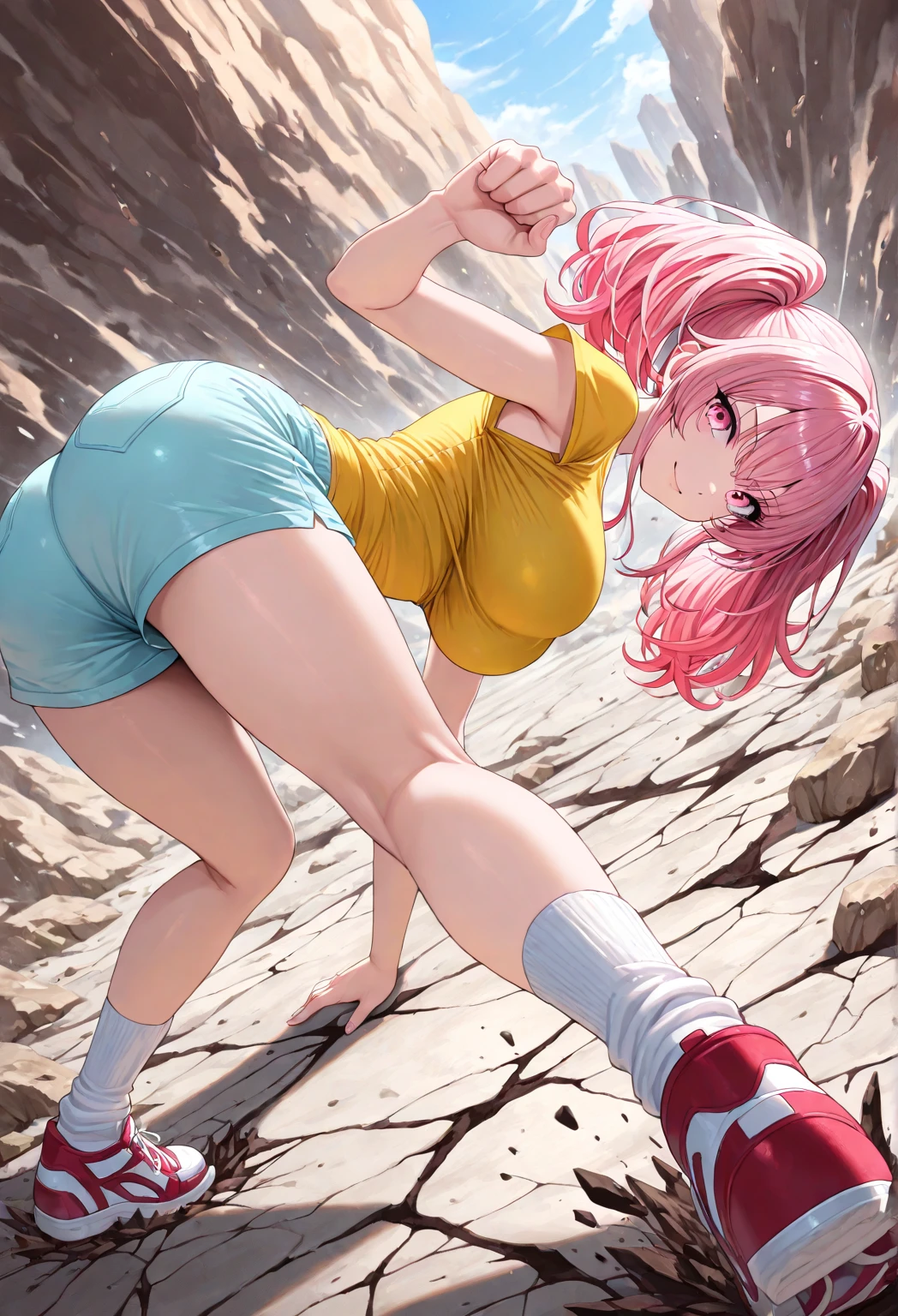 (Private 4K)、(High resolution:1.2)、(High freshness:1.2)、、(Whole Body Ezbian:1.2)、(Two Women:1.6)、((Women with exaggerated large physiques))、(Huge breasts with intense movements:1.2)、abnormally developed muscles,,Barefoot woman, , Big arms、(Huge muscles:1.4)、(Dynamic pose:1.2)、(A woman slams into a rock with all her might:1.6)、