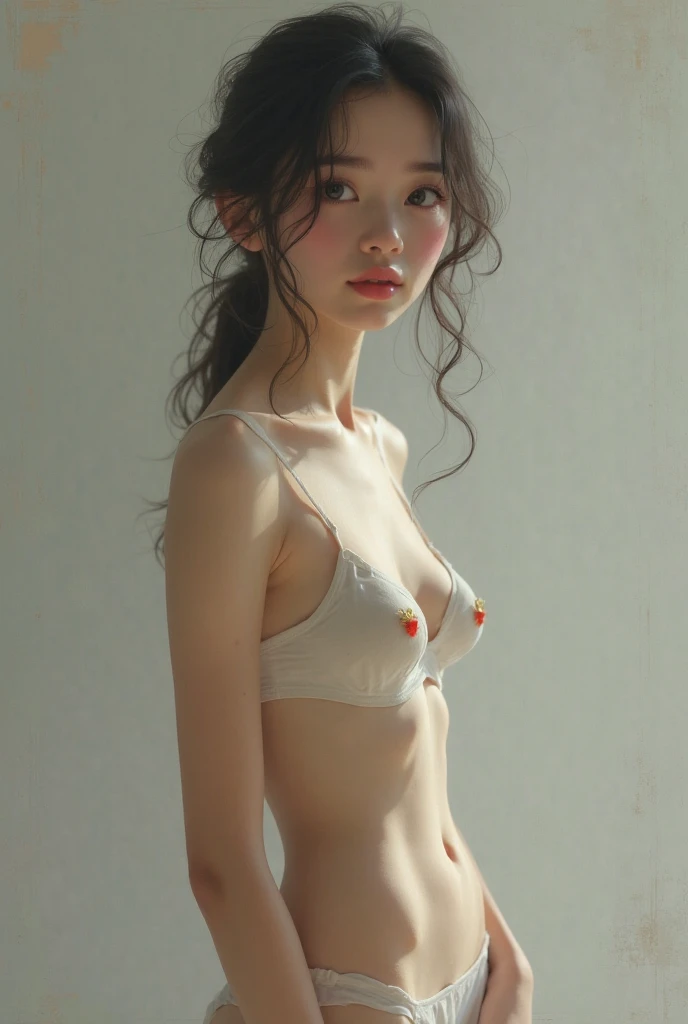 4K,((Highest quality)), ((masterpiece)) , BREAK,((one girl)), (detailed),((in Gym)), ((One girl)),((perfect anatomy)), ((nude)),((13 years old)),((flat chest:1.7)), (stare at viewer with stern eyes:1.5),((one girl)),(bitting own lip:1.1),(angry:0.9),nose blush,(shamefull:1.2),(bob cut hair),surprised, ((beautiful realistic face)),((A bow tie)),Beautiful Korean Women, Beautiful young Korean woman, Young and adorable Korean face, Gorgeous Young Korean Woman, Korean Girls, Girl cute beautiful face, Portraits of Korean female idols, Young and pretty Asian face, Cute natural anime face,Asian pretty face,((finely detailed face)),((glistening eyes)),((glistening eyes )),((large eyes)),(( pretty eyes)) ,(detailed),Perfect Face,((One girl)), ((clear eyes)),((show nipples)),((beautiful skin)), don't wear anything ,((show nipples)),(upper body),(((Show your breasts and nipples)))