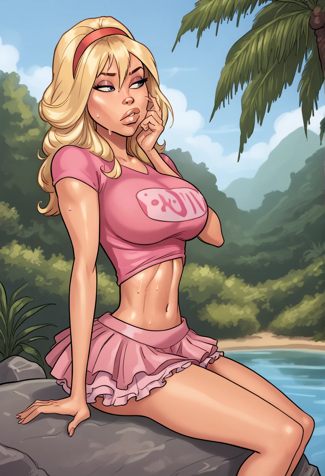 ((Gender male)), ((body female))，20 years old，Huge breasts， solo，Sexually revealing ((naked))，(((one small penis, from the front))), long flowing ((blonde)) hair， Bare genitalia， lying on her bed，Bigchest，Wet straight hair，Sweat profusely，drenched all over the body， From the front side， hair straight， mostly cloudy sky，（（（masterpiece))），（Very detailed CG unity 8K wallpaper），best qualtiy，（Eye focus， sface focus， Character focus， close-up face：1.2）， （Dutch angle， cowboy lens：1.3）， （Guido Daniel's hand：1.4）， flat bangs， colorful refraction））））， BREAK BREAK BREAK， （PureErosFace_V1：0.4）， （ulzzang-6500：0.6），detailed background，beatiful detailed eyes，Bright pupils，（Very fine and beautiful），（Beautiful and detailed eye description），ultra - detailed，tmasterpiece，）），facing at camera，A high resolution，ultra - detailed），Beautiful legs and buttocks，Very long hair，legs are open，Emotive expressions，Open-mouthed，Chest sagging，nakeness， Bulge，Expose the genitals，revealing breasts，Camel toes，with no underpants，extremely large bosom，Extremely colorful，Most detailed，fully body photo，The face is well lit