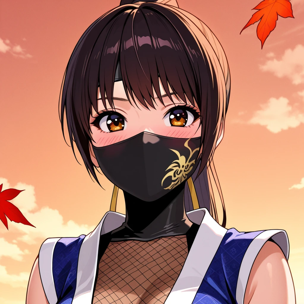 (Highest quality、Masterpiece、Very detailed、4K)、One Woman、17 years old、(Female Ninja)、(Female ninja)、Black Mask