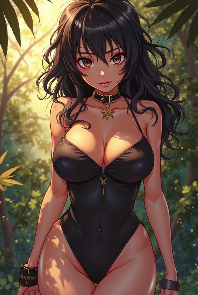 (best quality, masterpiece, ultra high resolution), (8k wallpaper, high-definition, HDR, RAW), (authenticity: 1.4), (full body shot), 1girl, ((Anime catgirl)), ((tall)), ((Pretty Anime Girl)), ((Yellow eyes)), long black wavy hair, amazing curvy body, female curves, huge breasts, large breasts, thick thighs, sexy flat tummy, perfect hands, ((wearing tight animal print bikini)), animal print stockings, barestanding, ((Cute smile)), On the middle of a garden, Natural illumination, Modern illumination