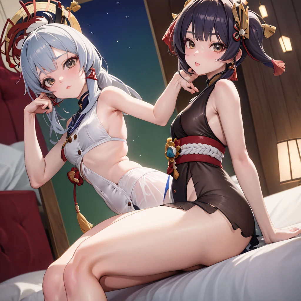 a beautiful detailed yuna in a sexy cosplay as misty from pokemon,playful poses with butt towards viewer,detailed anime themed bedroom,extremely detailed eyes and face,long eyelashes,beautiful detailed lips,beautiful detailed skin,intricate detailed costume,elaborate detailed pokemon accessories,highly detailed lighting,vibrant rich colors,photorealistic,8k,best quality,masterpiece
