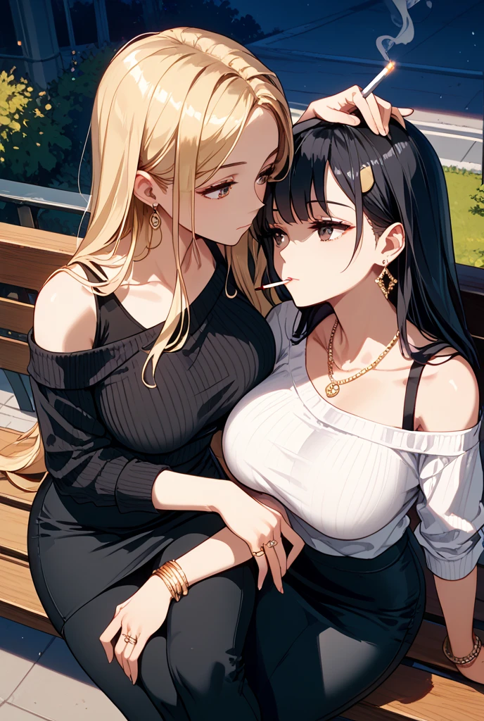 Two pretty women hugging each other