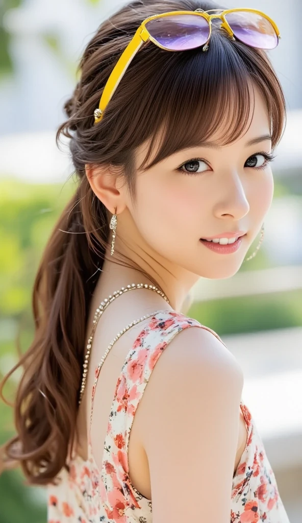 best quality, photorealistic, masterpiece, 8k, high res, solo, 1girl, (((woman))), (medium breast), ((looking at the viewer)), (looking at the camera), (medium hair), (professional lighting), top angle view, fashionable and trendy atmosphere, ((perfect female figure)), mature female, mature face, square face, japan, living room, ((daytime)), (sportwear :1.5), skirt, (portrait:0.6), seductive smile, gorgeous, floating hair, (light particles, lens flare, glowing particles:0.6), (dynamic pose:1), soft lighting, brown hair, standing ,  <lora:sonatamion:1>