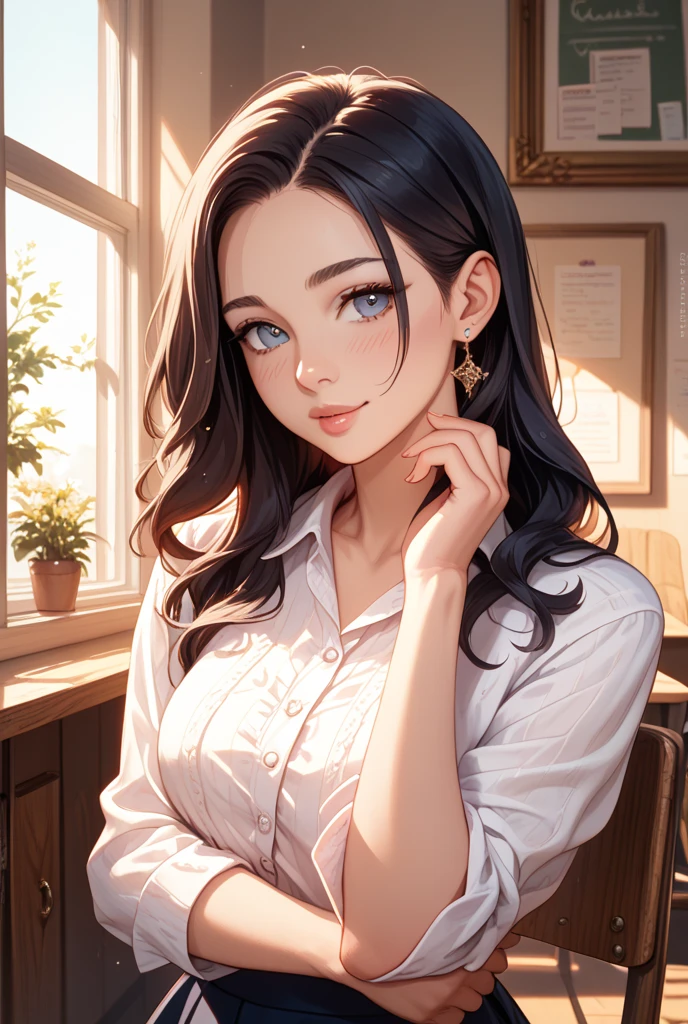 ((details));(highest quality); ((black power hair)); black girl with formal work clothes; Office worker ((devian art)); smiling; (best digital art);(more realistic); ((HQ filters))
