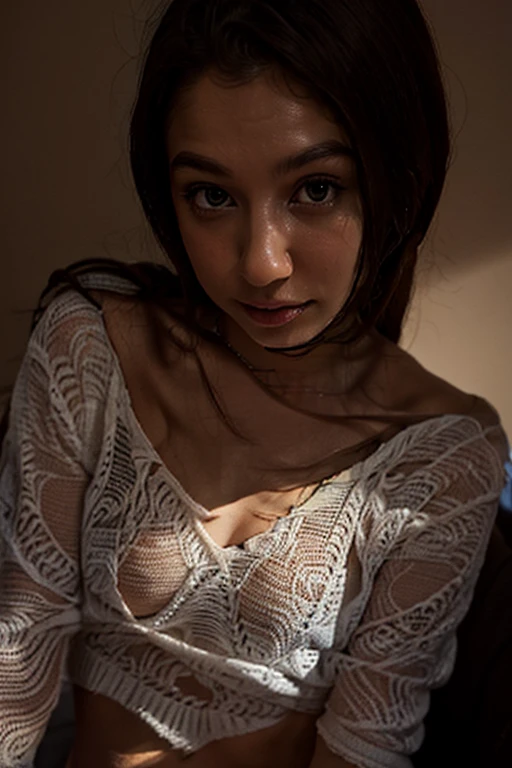 Trisha, face, trisha krishnan,trks woman, (body closeup selfie),Best quality, masterpiece, ultra high resolution,cotton night wear, in bed, 30 year old, average size, ((big cheeks)), fleshy, looking at viewer , seductive